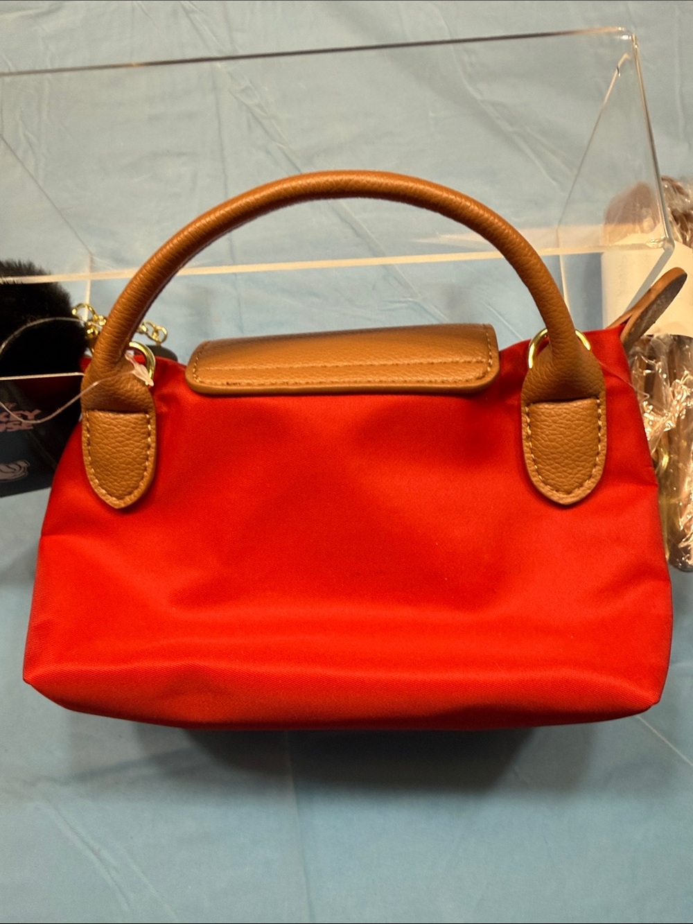 Disney Red and Tan Mickey Mini Handbag with Black Pom Charm - Picture 6 of 7